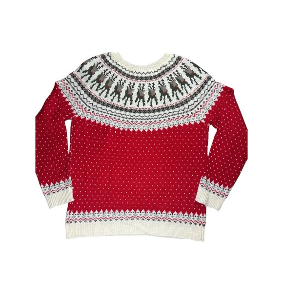 Heimish Red Fair Isle Christmas Sweater Reindeer Crewneck 1XL Holiday Knitwear - Picture 10 of 10